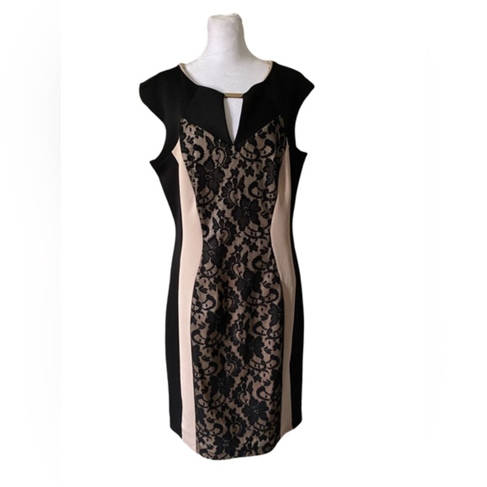Db established Elegant Black and Cream Lace Dress size 14 lined